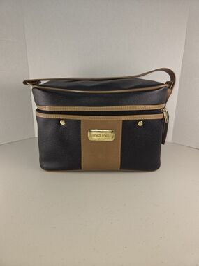 Vintage Jaguar Black And Brown Leather Trim Pockets Travel Bag